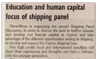 Education and Human Capital, focus of Shipping Panel - Financial Mirror, 01/02/2017